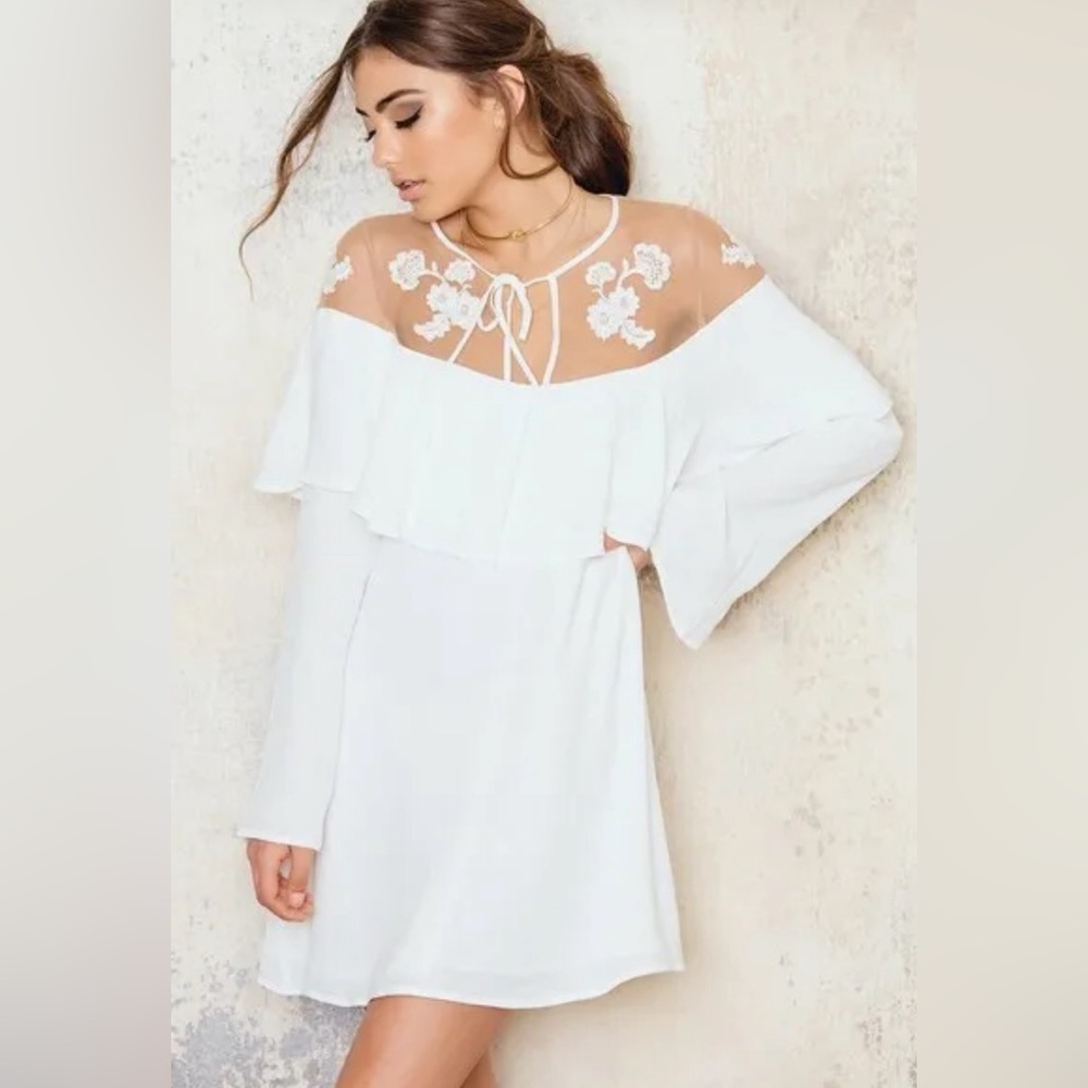 🌸For Love & Lemons Elenora Tulle White Swing mini dress small